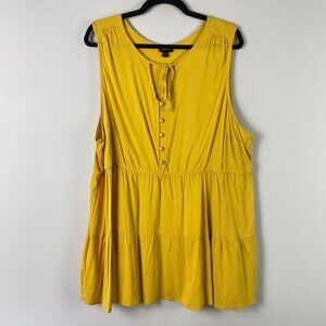 Torrid Rayon Slub Button-Front Tiered Tank Size 3X Yellow Sleeveless